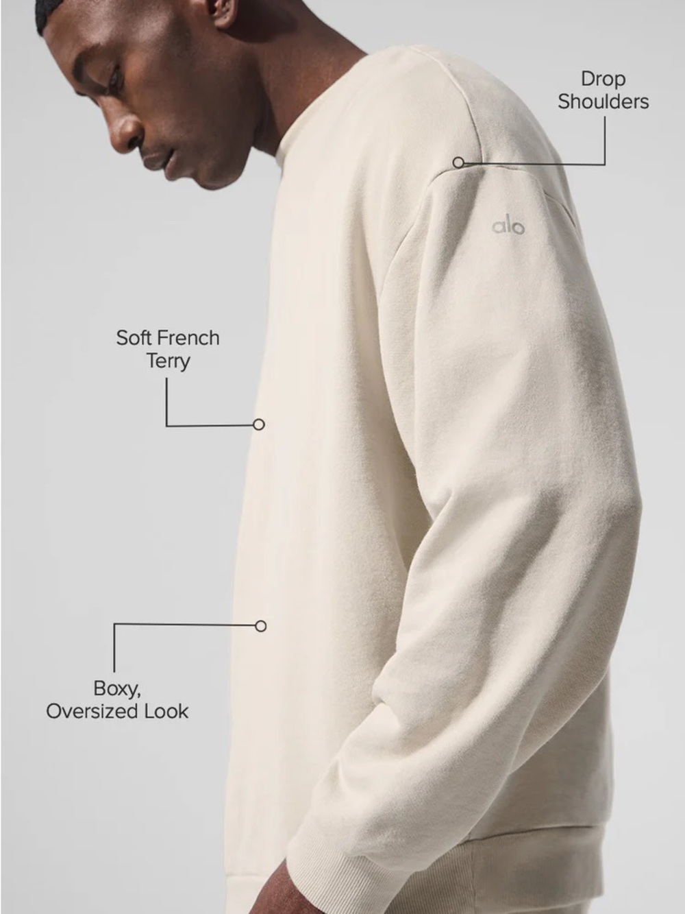ALO Yoga Chill Crew Neck Pullover — Bone Neutral Sweatshirt Unisex Mens Womens